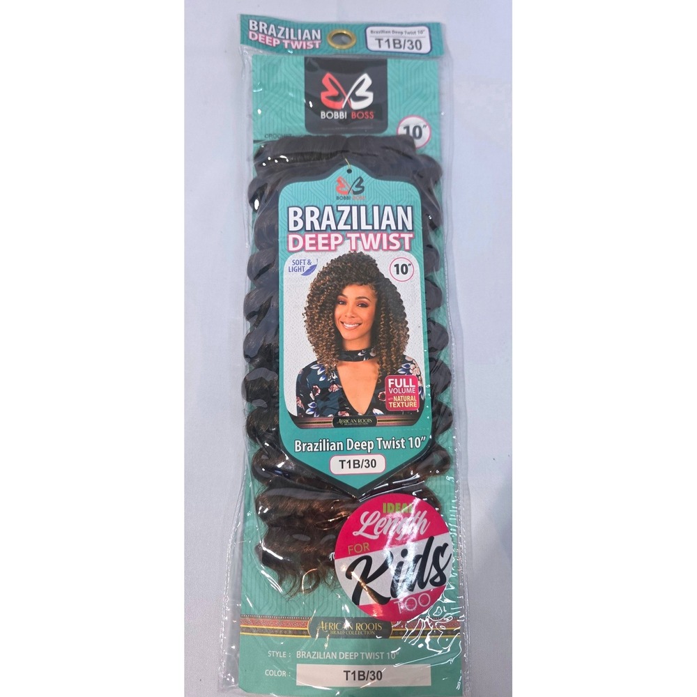 Bobbi Boss Brazilian Deep Twist 10 Inch Crochet Braid Hair T1B/30 African Roots